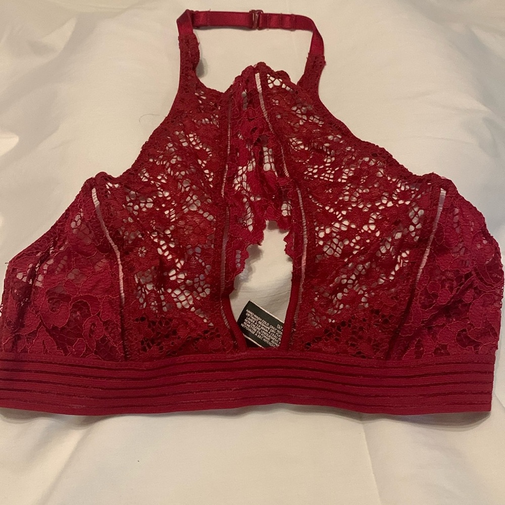 Red lace bra